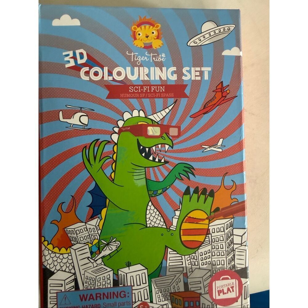 Tiger Tribe 3D Coloring Set Sci-Fi Fun Activity Set for Kids Color Drawings NIB